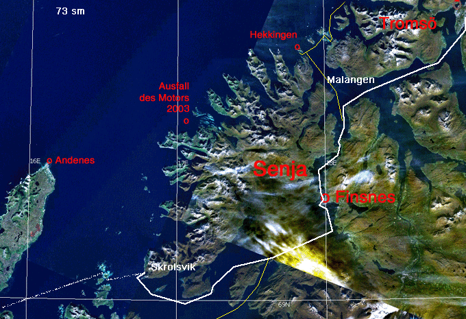 NASA Sat-Bild   Troms/Senja aus 100 km Hhe